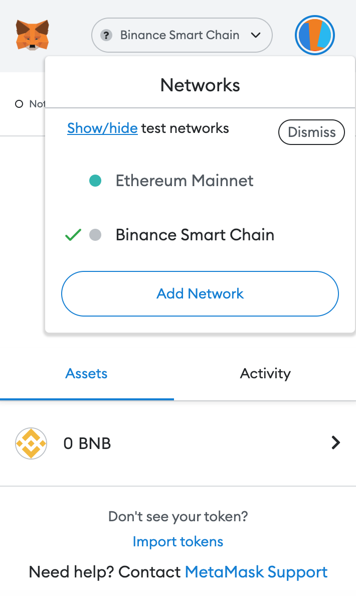 metamask wallet bsc network